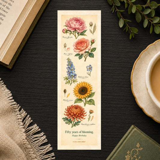 50th Birthday Greeting Bookmark Card | Turning 50 | Meaningful | Floral