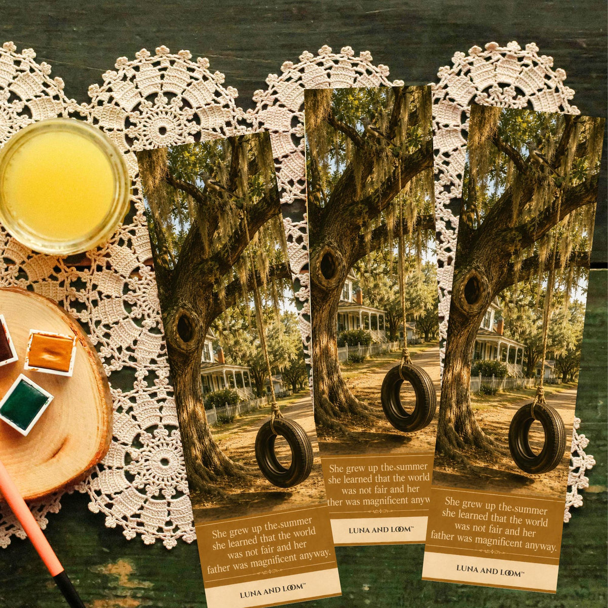 To Kill A Mockingbird Bookmark | Southern Summer | Oak Trees | Tire Swing | Reader Gift | Literary Classic