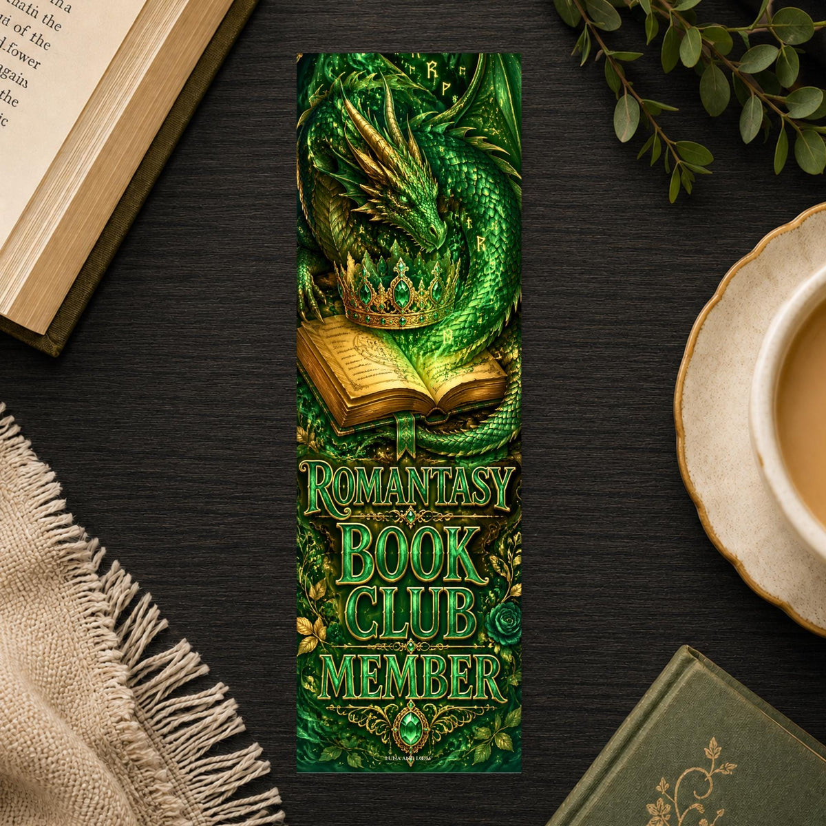 Romantasy Book Club Member Bookmark | Dragon and Crown Reader Gift | Badge Page Marker