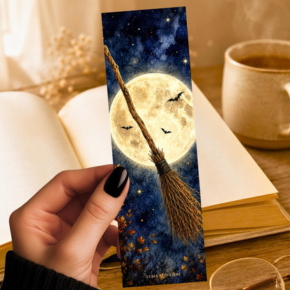Witch Broomstick Bookmark | Full Moon | Halloween | Witchy Night Vibes