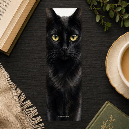 Black Cat Bookmark | Realistic Cat Portrait | Feline | Watercolor