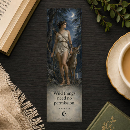 Artemis Bookmark | Greek Mythology Gift | Moonlit Huntress Page Marker | Mythology Lover Gift