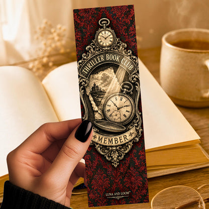 Thriller Book Club Member Bookmark | Pocket Watch Gift | Badge Page Marker | Book Club Gift