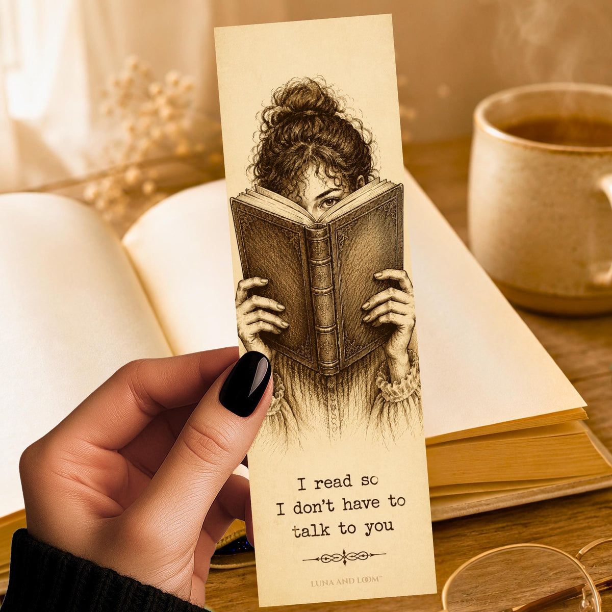 I Read So I Dont Have To Talk To You Bookmark | Funny Introvert Gift | Vintage Engraving Page Marker | Antisocial Book Lover Gift