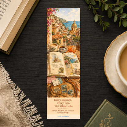 Vacation Romance Bookmark | Amalfi Coast, Barcelona Illustration | Beach Read Gift
