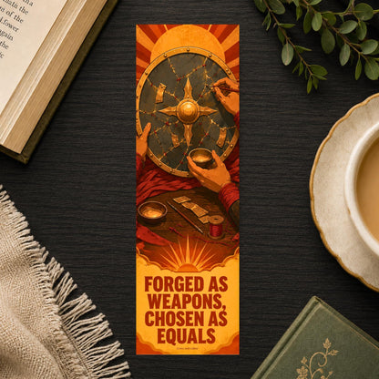 Forged As Weapons Bookmark | Dystopian Quote Gift | Cracked Shield Page Marker | Enemies Lovers Gift