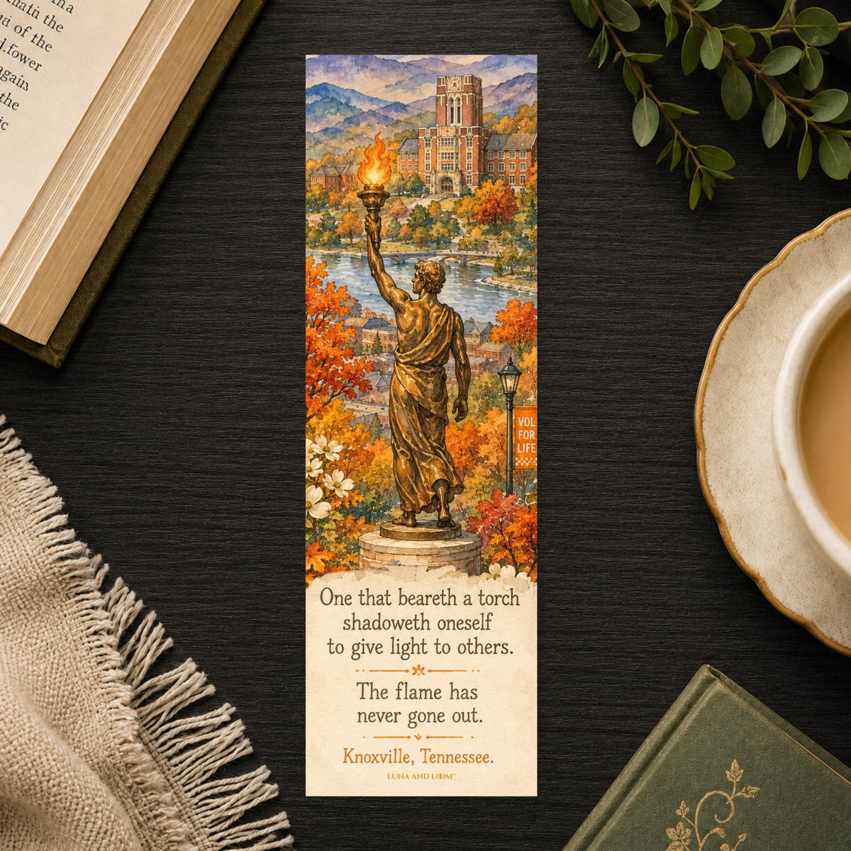 College Town Bookmark | Knoxville, Tennessee | University Campus Gift | Student, Alumni, Graduation, Landmark