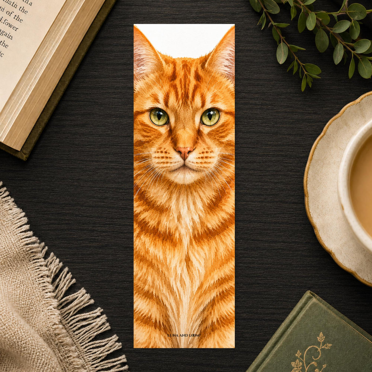 Orange Tabby Bookmark | Cat Portrait | Feline Lover | Watercolor