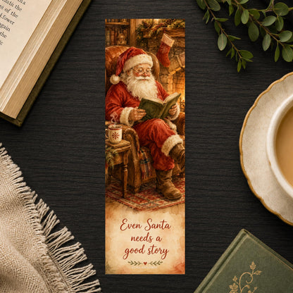 Santa Reading Bookmark | Cozy Christmas Quote Gift | Fireside Page Marker | Holiday Book Lover Gift