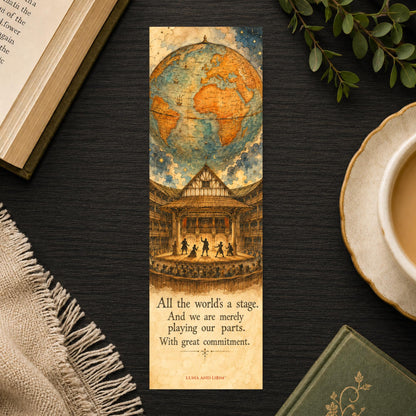 Shakespeare Theater Bookmark | All the World's a Stage | Broadway | Literary Gift | Performing Arts | Drama | Musicals | Plays