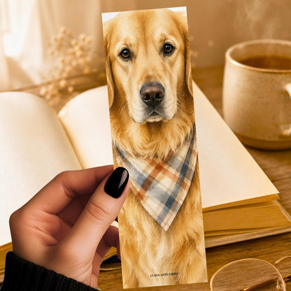 Golden Retriever in Bandana Bookmark | Realistic Dog Portrait | Watercolor Pet