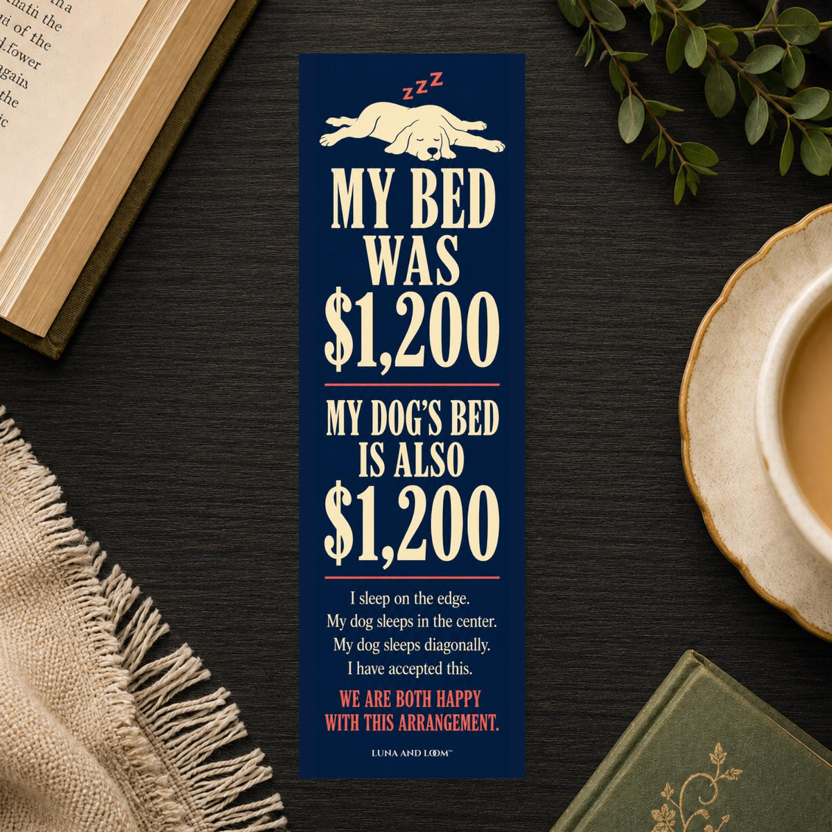 Dog in Bed Bookmark | Funny Dog Owner Gift | Dog Bed Humor | Dog Lover
