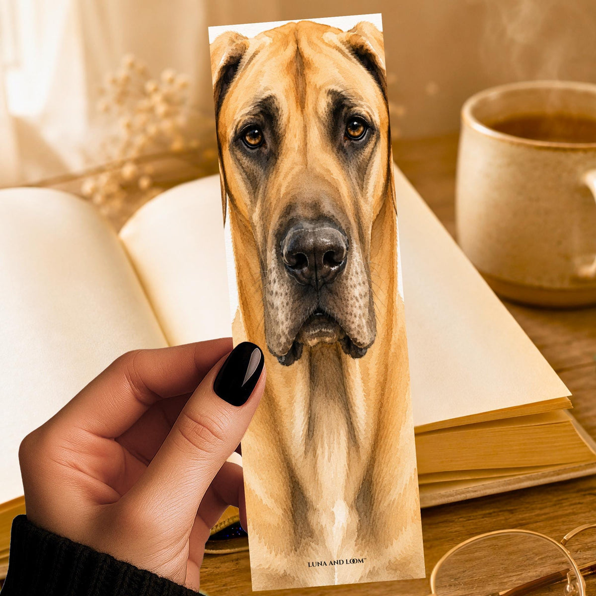Great Dane Bookmark | Realistic Dog Portrait | Animal Lover | Watercolor Picture