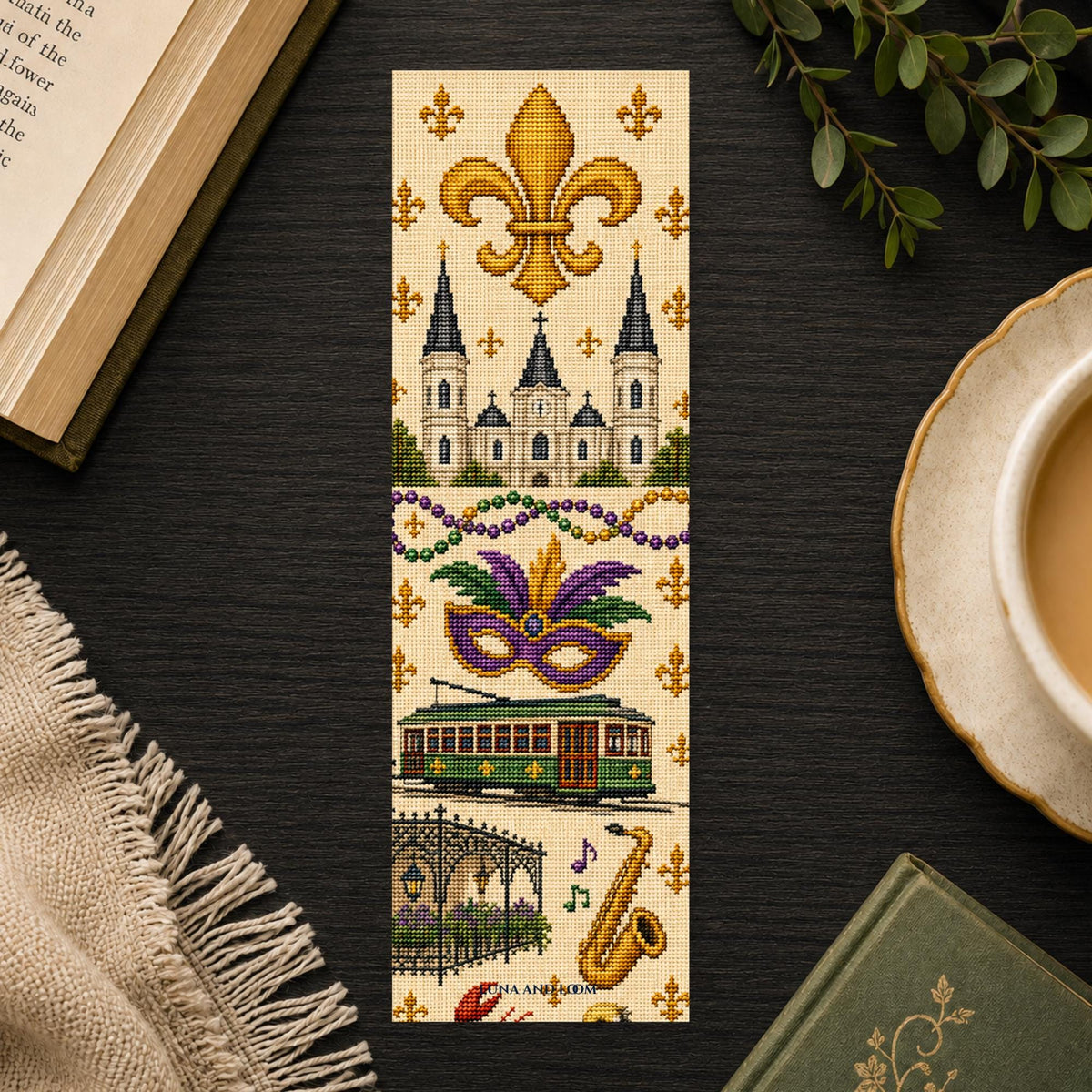 New Orleans Bookmark | NOLA Cross Stitch Print | Mardi Gras | Louisiana