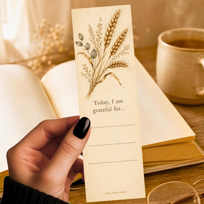 Gratitude Placecard Bookmark and Keepsake | Thanksgiving Place Setting Card | Hosting Gift | Thankful For | Wheat Sprig