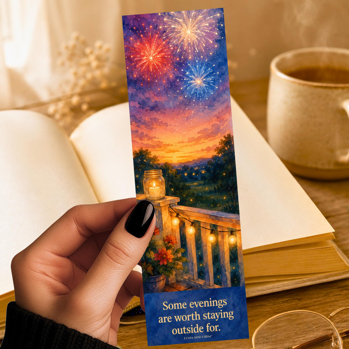 Fourth of July Bookmark | Summer Reading | Patriotic Watercolor Art (2.15" x 6.75")