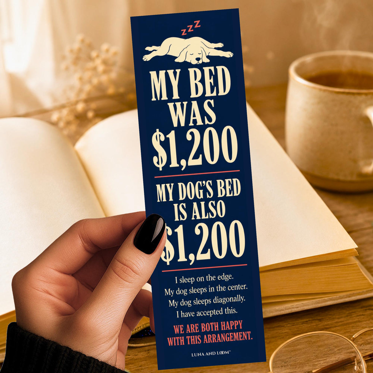 Dog in Bed Bookmark | Funny Dog Owner Gift | Dog Bed Humor | Dog Lover