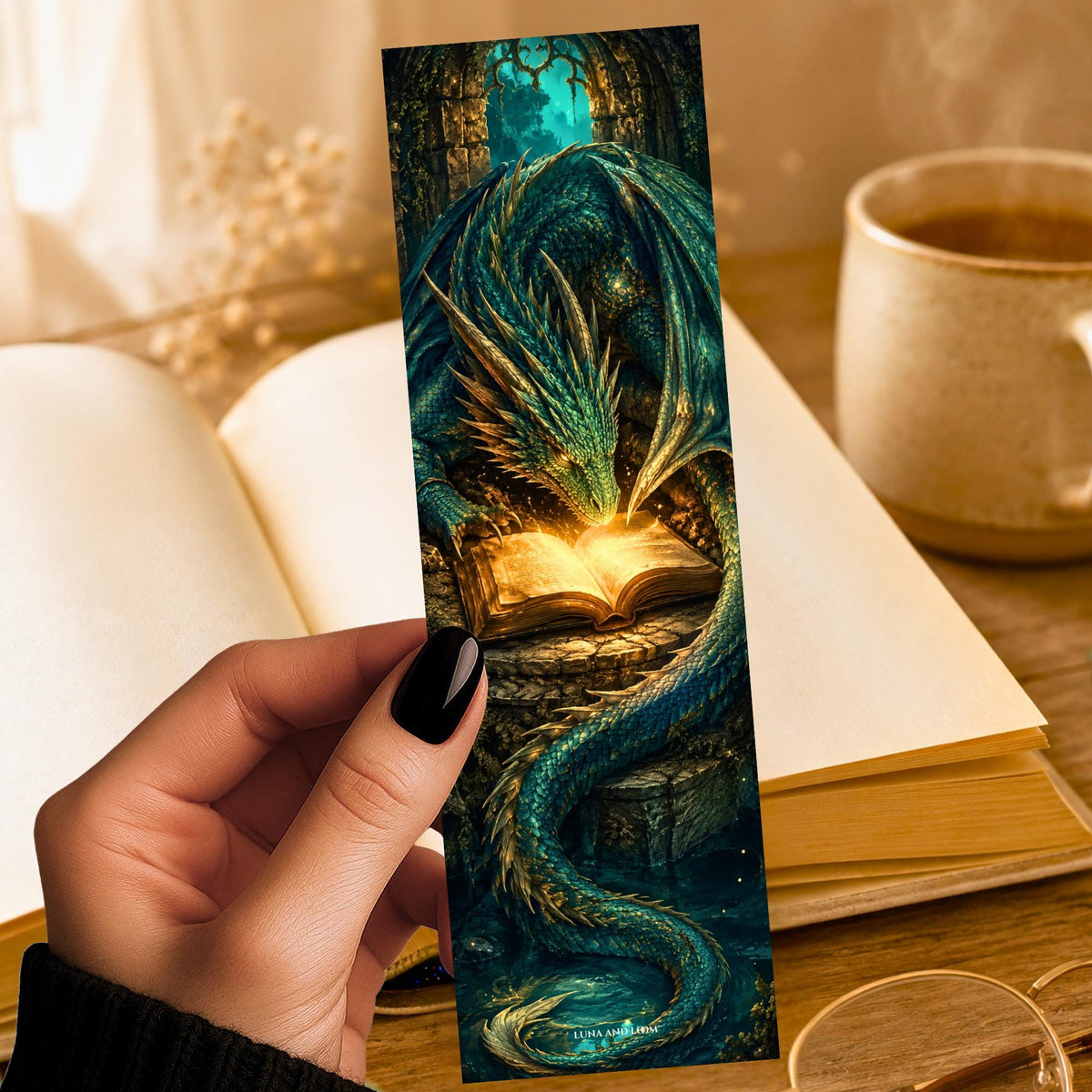 Dragon Reading Bookmark | Fantasy Dragon Gift | Spellbook Page Marker | Romantasy Reader Gift