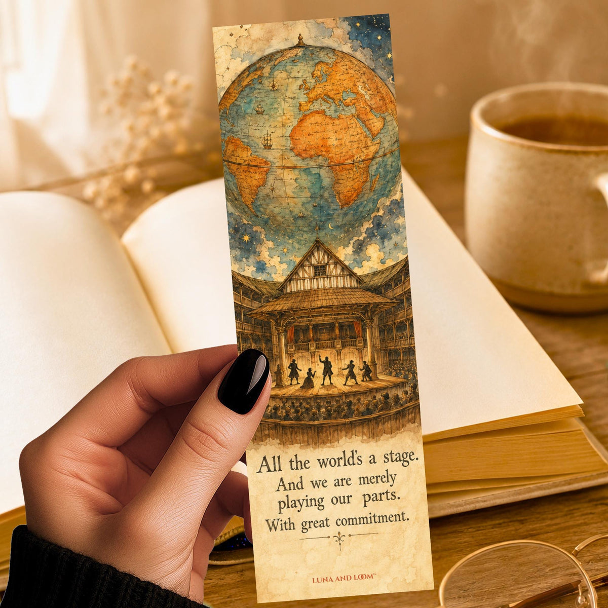 Shakespeare Theater Bookmark | All the World's a Stage | Broadway | Literary Gift | Performing Arts | Drama | Musicals | Plays