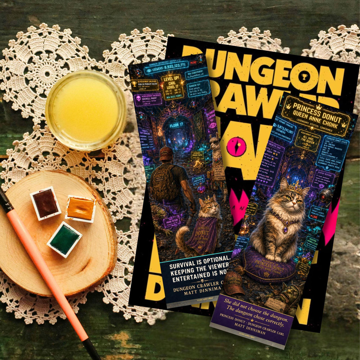 Princess  Bookmark | Dungeon | Crawler | Doughnut | Cat with a Tiara