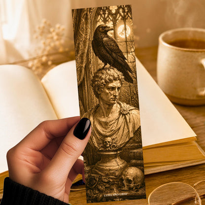 Edgar Allan Poe Bookmark | Raven Gothic Gift | Marble Bust Page Marker | Classic Literature Book Gift