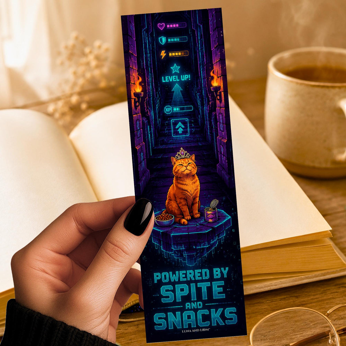 Dungeon Crawl Bookmark | LitRPG Reader Gift | Sarcastic Fantasy Cat Page Marker | Video Game Fantasy Book Lover Gift