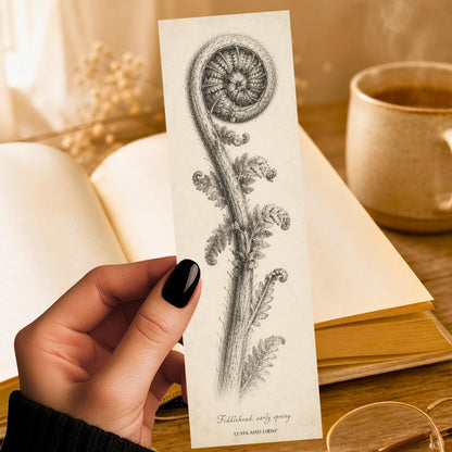 Fiddlehead Bookmark | Pencil Sketch Botanical | Naturalist Illustration | Nature Lover Gift
