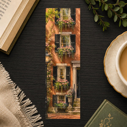 Beacon Hill Bookmark | Window Box Spring Gift | Boston Brick Townhouse Page Marker | New England Book Lover Gift