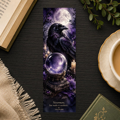 Nevermore Raven Bookmark | Witchy Aesthetic Gift | Crystal Ball Page Marker | Gothic Reader Gift