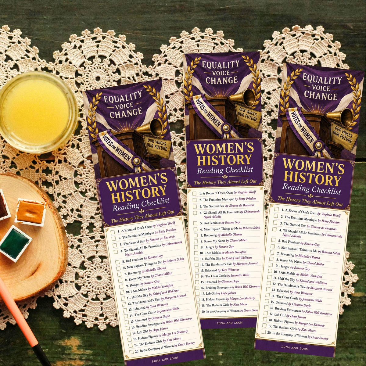 Women’s History Reading Checklist Bookmark | Feminist Book List | Women’s Literature Gift | Literary | Book Lover