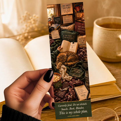 Feral Reader | Book Lover | Do Not Disturb Humor | Introvert Bookmark | Funny Bookish Gift | Cozy Reader