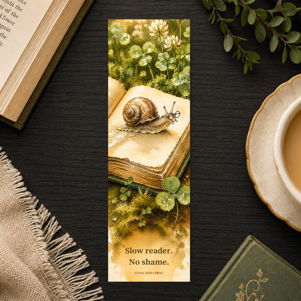 Slow Reader Snail Bookmark | Watercolor Illustration | Pun | No Shame
