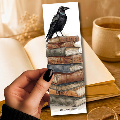 Crow & Books Bookmark | Dark Academia| Raven Reader Gift | Gothic Literary Bookmark | Book Lover | Luna And Loom