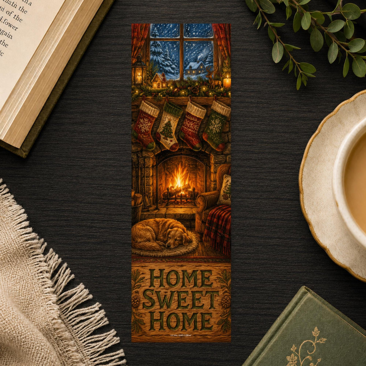Home Sweet Home Bookmark | Fireside Christmas Gift | Stocking Mantel Page Marker | Book Lover Gift