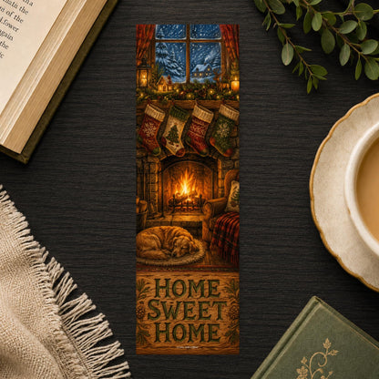Home Sweet Home Bookmark | Fireside Christmas Gift | Stocking Mantel Page Marker | Book Lover Gift
