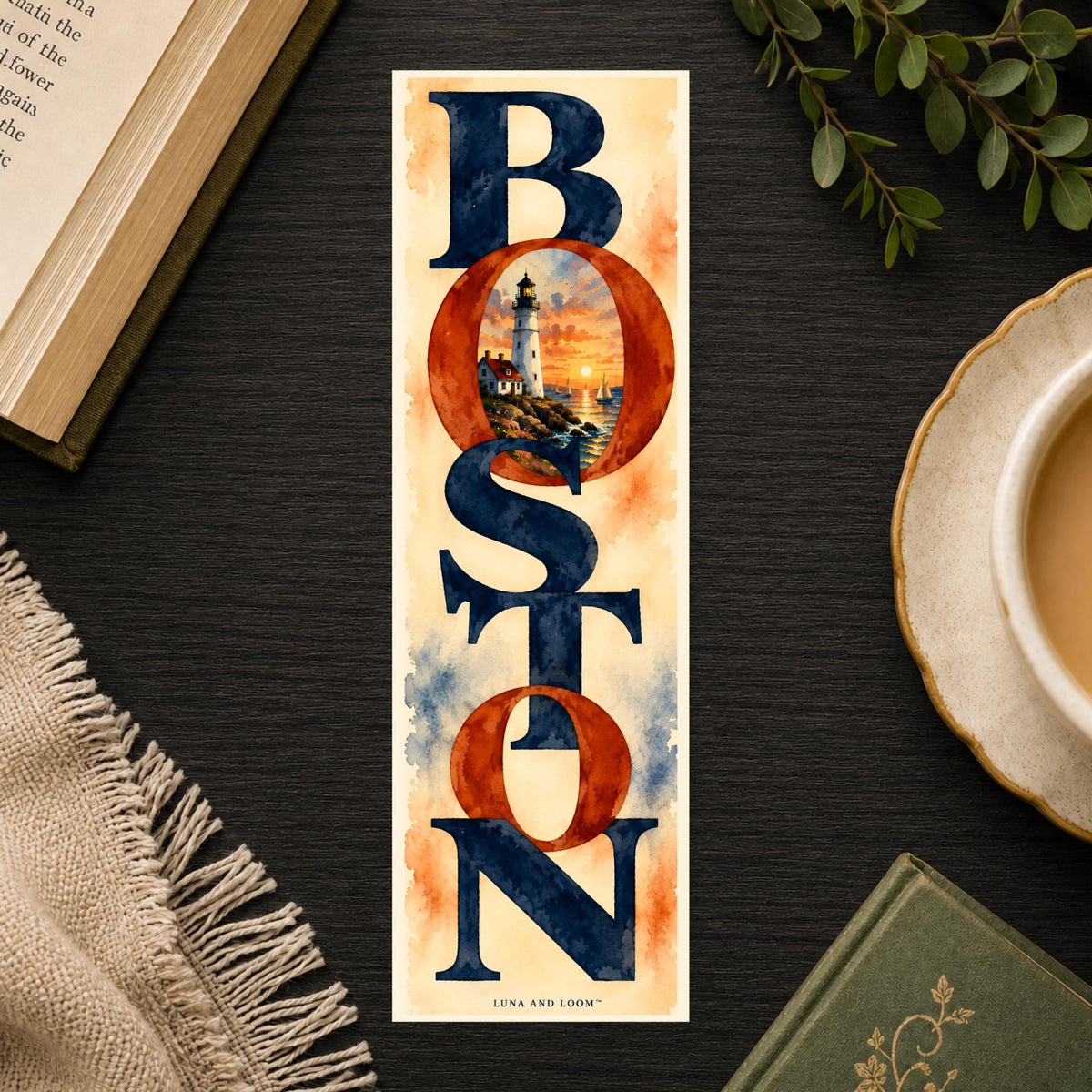 BOSTON Wordmark Bookmark | City Typography Page Marker | Boston Skyline Gift | Massachusetts Souvenir Gift