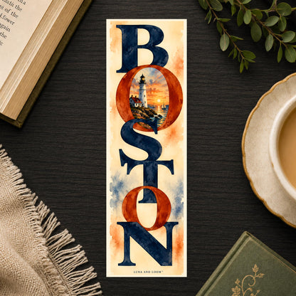 BOSTON Wordmark Bookmark | City Typography Page Marker | Boston Skyline Gift | Massachusetts Souvenir Gift