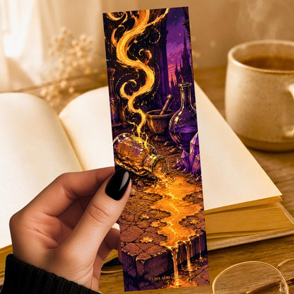 Alchemy Vial Bookmark | Dark Fantasy Reader Gift | Golden Light Page Marker | Romantasy Book Lover Gift
