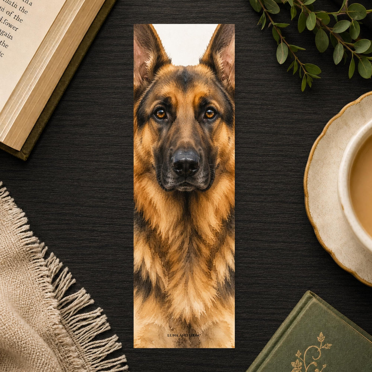 German Shepherd Bookmark | Dog Portrait | Animal Lover | Watercolor