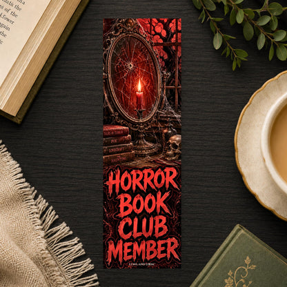Horror Book Club Member Bookmark | Cracked Mirror Reader Gift | Badge Page Marker