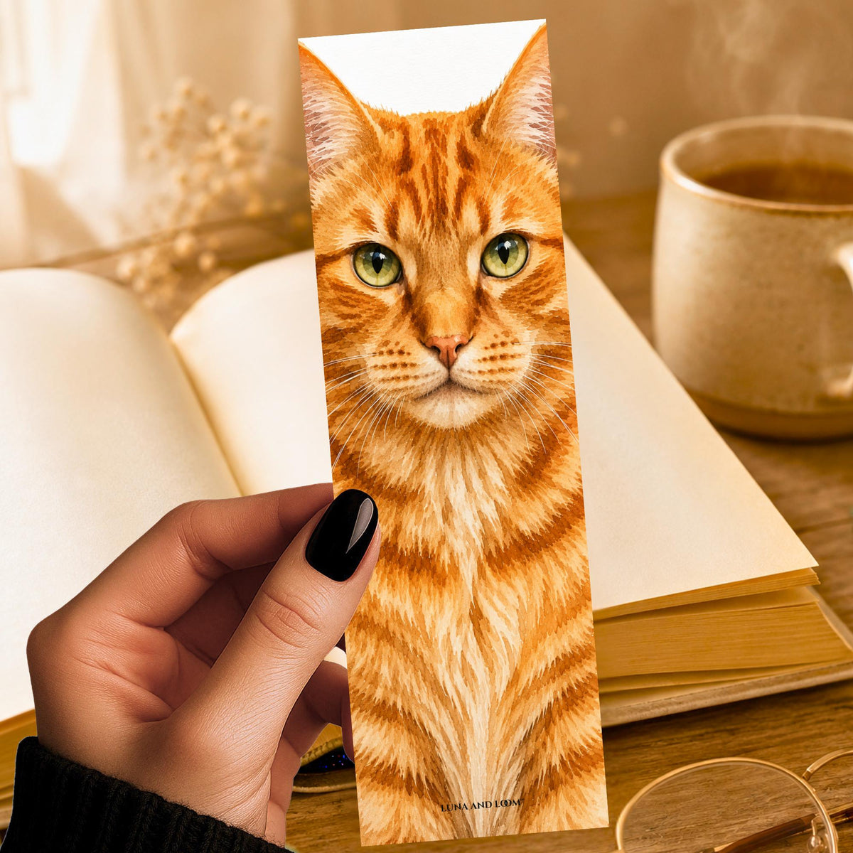Orange Tabby Bookmark | Cat Portrait | Feline Lover | Watercolor