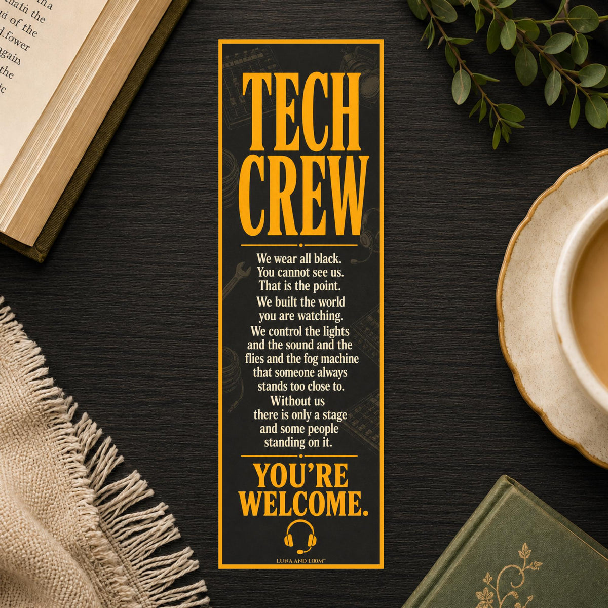 Theater Tech Crew Bookmark | Light Board Operator | Sound Engineer | Drama Club | Broadway | Musicals | Plays