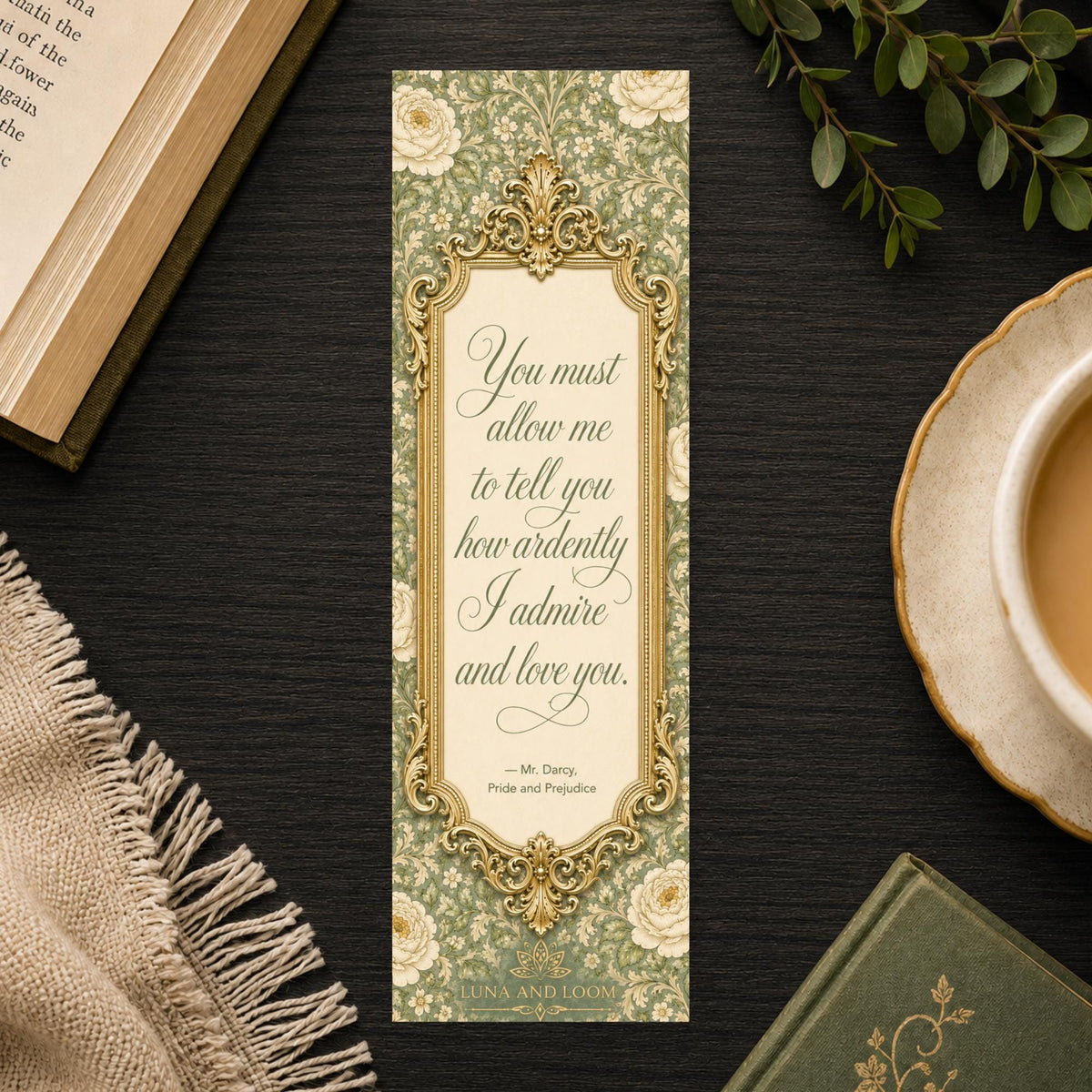Jane Austen Bookmark | Pride and Prejudice Quote | Wedding Favor | Classic Literature Gift