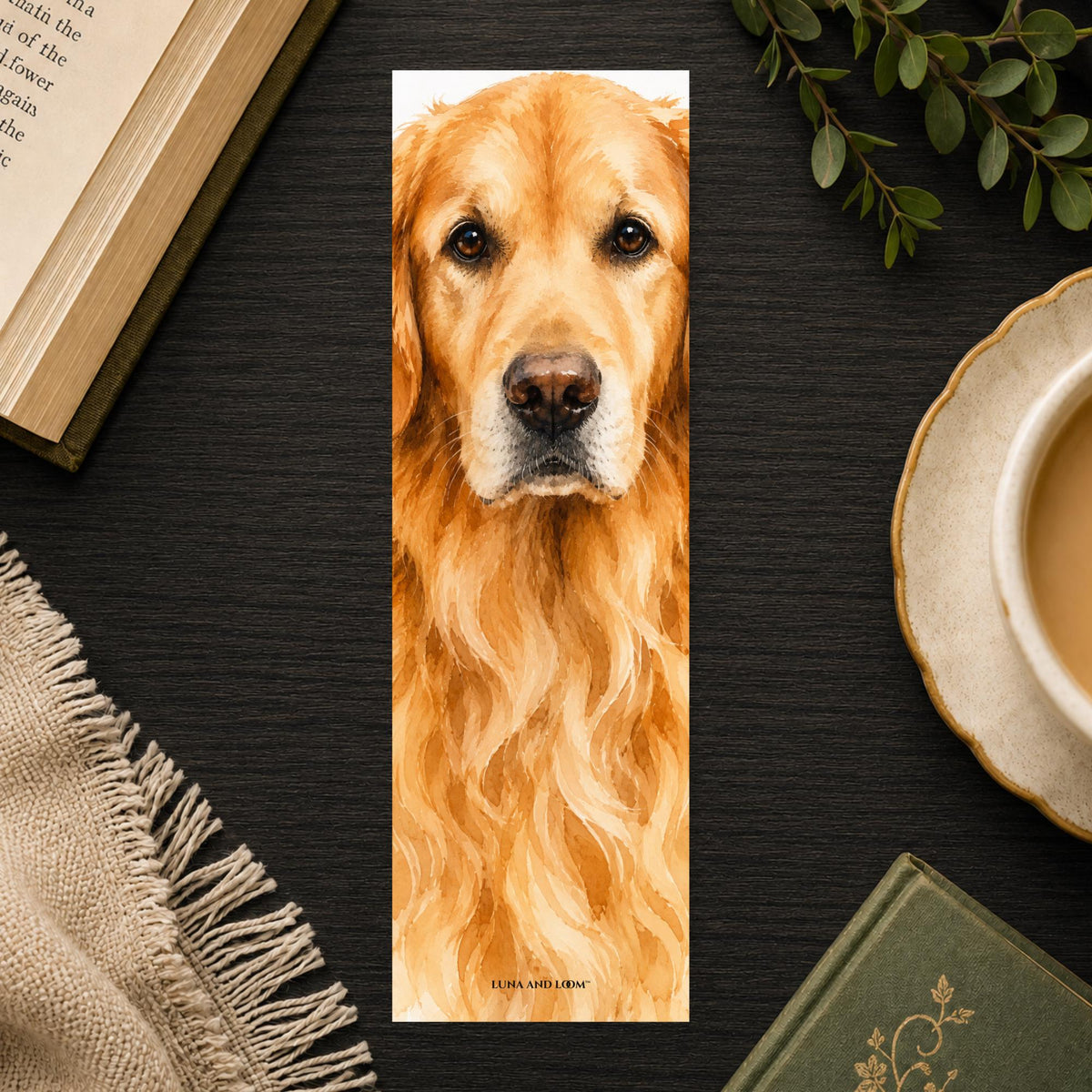 Golden Retriever Bookmark | Realistic Dob Portrait | Animal Lover | Watercolor Pet