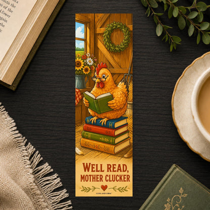 Well Read Mother Clucker Bookmark | Funny Chicken Gift | Farmhouse Page Marker | Backyard Chicken Book Lover Gift