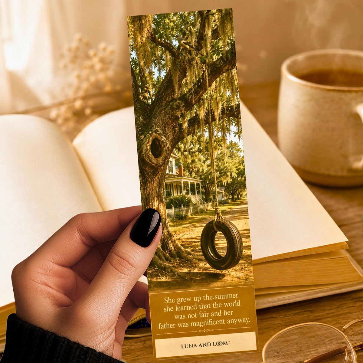 To Kill A Mockingbird Bookmark | Southern Summer | Oak Trees | Tire Swing | Reader Gift | Literary Classic