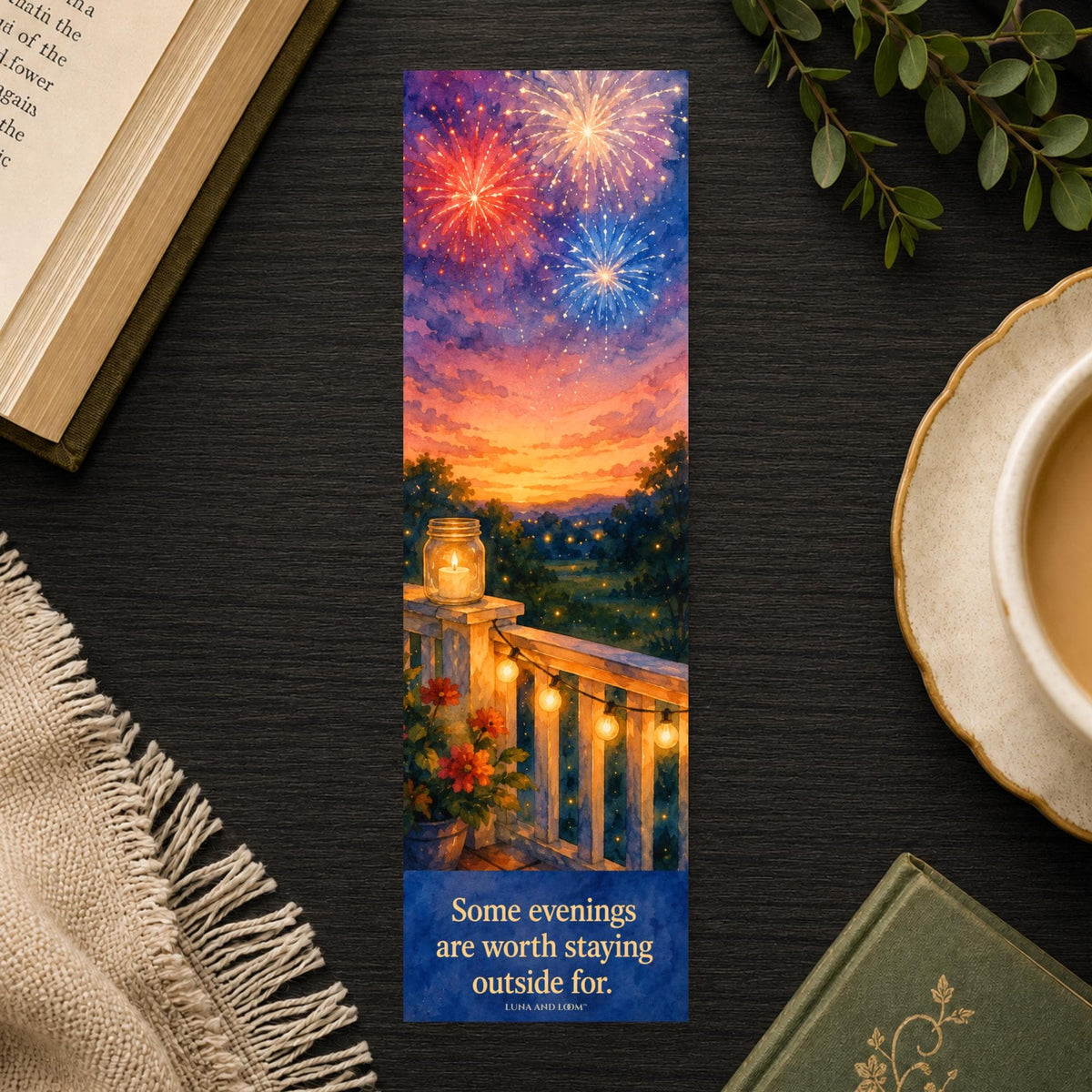 Fourth of July Bookmark | Summer Reading | Patriotic Watercolor Art (2.15" x 6.75")