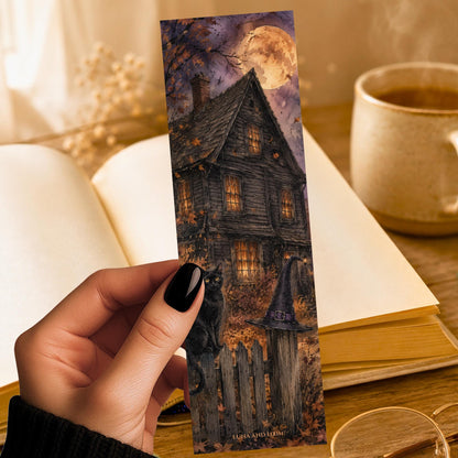 October Lives In Salem Bookmark | Witchy Fall Quote Gift | Black Cat Halloween Page Marker | Spooky Book Lover Gift