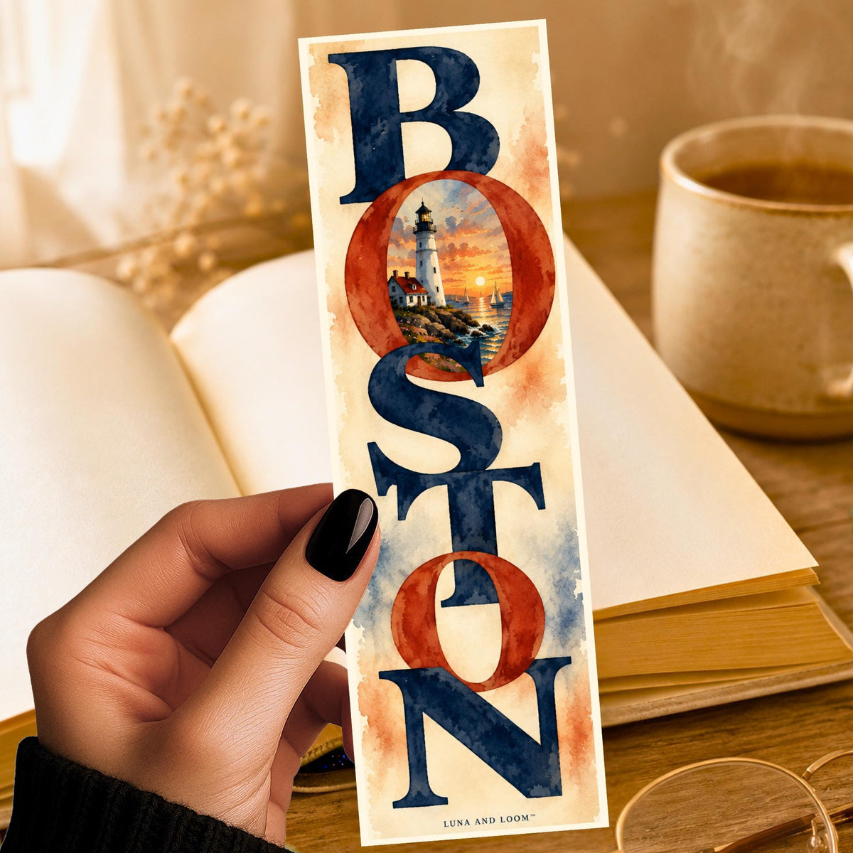 BOSTON Wordmark Bookmark | City Typography Page Marker | Boston Skyline Gift | Massachusetts Souvenir Gift