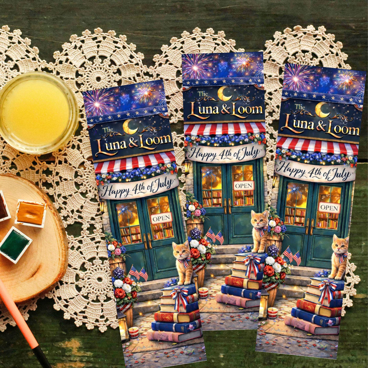 4th of July Bookmark Gift — Independence Day Book Lover Gift — Patriotic Fireworks Bookmark — Red White Blue Reader Gift